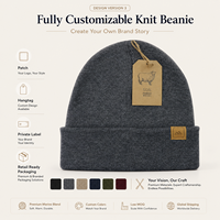 Bonnet d'hiver en laine mérinos thermique de haute qualité, marque privée, pour le ski et le toboggan, avec logo personnalisé et patch en cuir