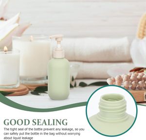 Bouteille cosmétique cylindrique en plastique vert HDPE, distributeur de shampoing, pompe pulvérisatrice, gel douche, 200/260/300/400/500ML - Product Image 4