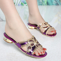 Nouvelles sandales à talons mi-hauts et strass pour femmes, grande taille, avec talons épais, confortables et antidérapantes, à bout ouvert, collection 2026