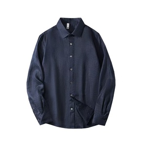 100% Linen Trung Quốc nhà máy chất lượng hàng đầu biểu tượng tùy chỉnh Mens trống thoải mái vải lỏng phù hợp với làm việc ra giản dị đồng bằng polo Áo Thun - Product Image 4