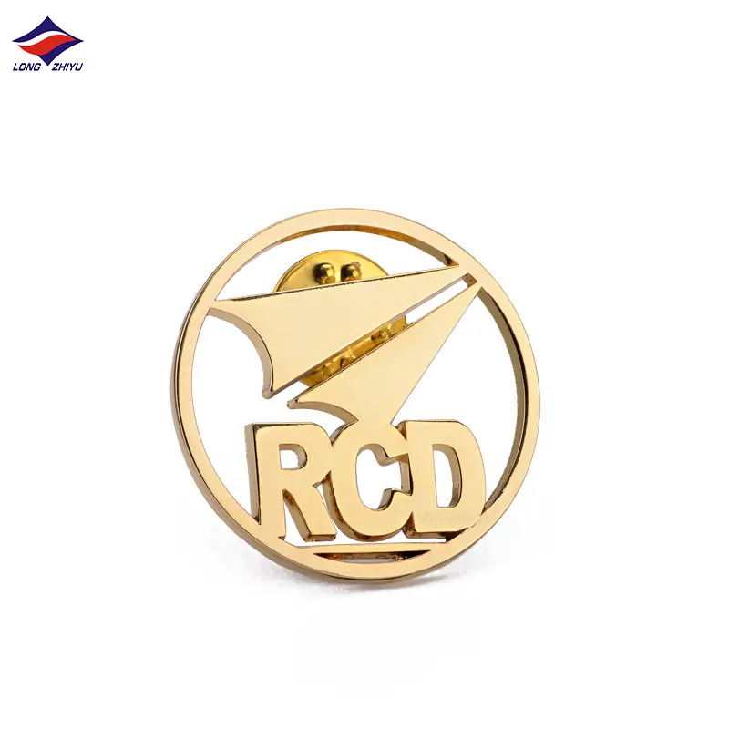 Longzhiyu metal badge pin brooch manufacturer custom gold corporate logo badges wholesale 3d hollow specialty lapel pins