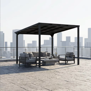 Gazebo en acier robuste à toit rigide, moderne, 10x10 pieds, toit incliné, arches, permanent, noir, résistant aux intempéries, résistant aux UV, protection solaire extérieure - Product Image 6