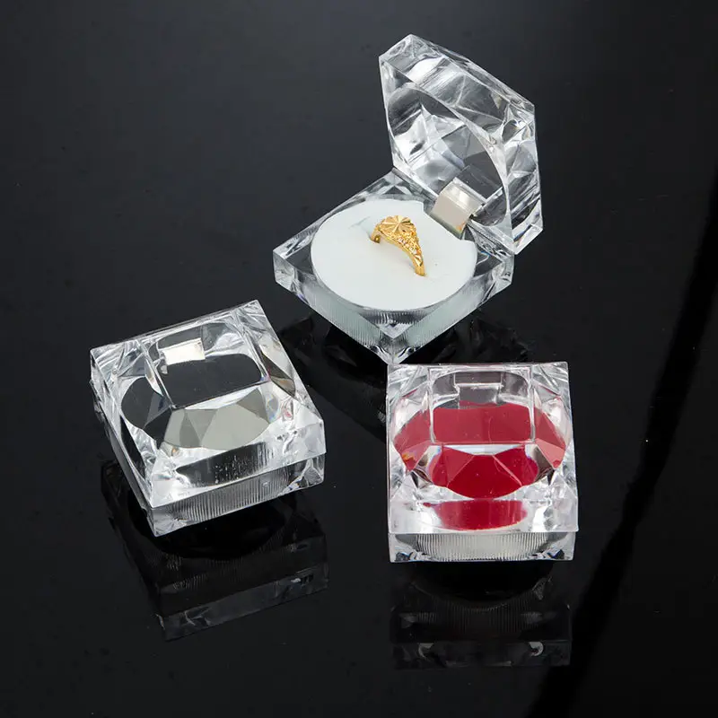 High Quality Ring Box Acrylic Square Jewelry boxen kunststoff transparent Wholesale 4.5*4.5*4cm