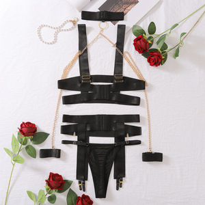 High Quality Transparent Erotic Bondage Lingerie <b>Set</b> New Design Four Piece <b>Suspender</b> Garter Underwear - Product Image 6