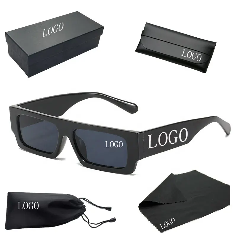 Gafas de sol cuadradas de diseñador con logotipo personalizado, gafas de sol retro para mujer, gafas de sol vintage a la moda para hombre 2024