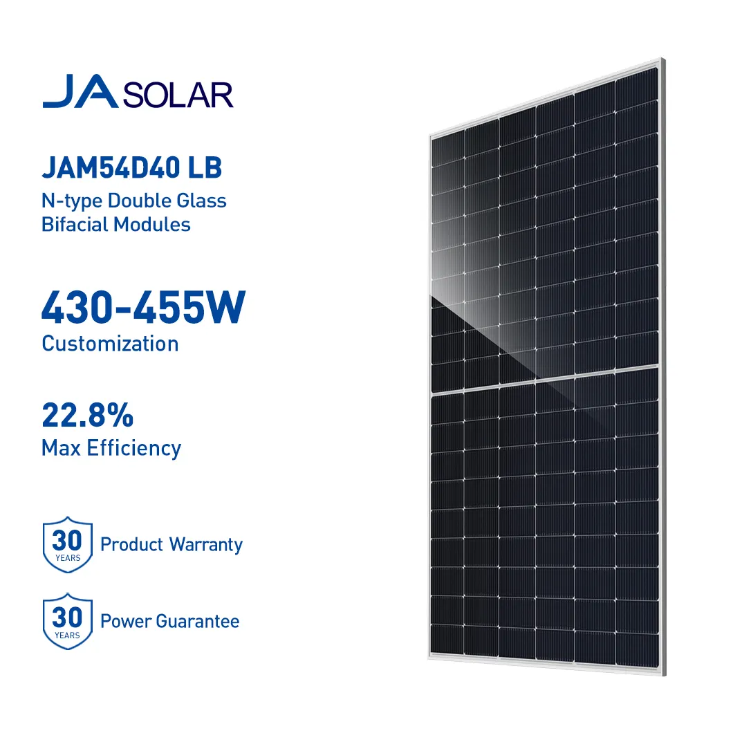 China Hot sale JA solar module N type Monobifacial 435W 445W 455W pv solar panel in stock