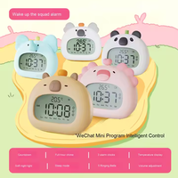 Jam Alarm, lampu malam LED gajah multifungsi Modern, kontrol sentuh, Jam Alarm, pencahayaan putih hangat ABS lucu untuk rumah ruang tamu