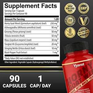 Complément énergétique en capsules à base de racine de maca et de plante de chèvre cornée, avec antioxydants et soutien immunitaire pour hommes - Personnalisable - Product Image 5