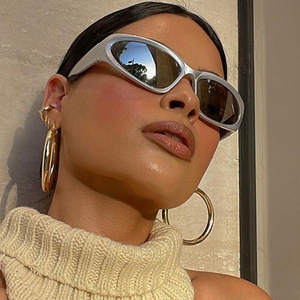 20896 Aliens Wrap Around Shades Futuristic Oval Trendy Eyewear Y2K Moda Cool Colorful UV400 Lens Punk Gafas de sol - Product Image 2