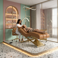Lit de Massage Électrique de Beauté Faciale à 1 Moteur, Chaise de Table Cosmétique pour Salon de Luxe Moderne Doré, Lit de Spa Facial pour Cils