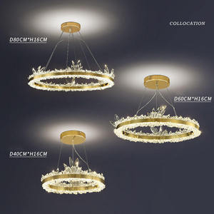 Zèle Lumière De Luxe Cercle Conception Lustre En Cristal Moderne Or Led Cercle Anneau Rond Led Pendentif Lumière - Product Image 4
