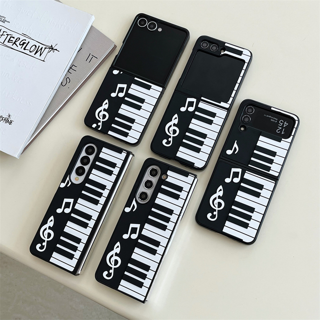3D Piano Keys Hard Phone Case for Samsung Galaxy Z Fold 7 6 5 4 3 Musical Note Slim Protective Cover Shell for Z Flip 7 6 5 4 3