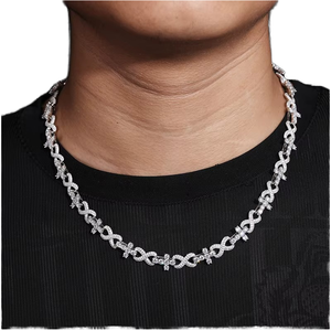 Chaîne cubaine Moissanite en argent très demandée, finition or et argent, bijoux de mode personnalisés en gros pour cadeaux et vente - Product Image 1