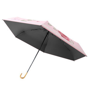 Sunny And Rainy <b>Umbrella</b> Three Folding 8 Ribs Alloy Handle Nylon Manual Open Cute Design For Travel - Product Image 5