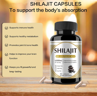 Capsules de Shilajit en marque privée OEM/ODM, meilleur booster pour la santé masculine, complément pour adultes avec extrait pur de Shilajit 10:1
