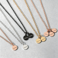 Collier avec pendentif rond gravé personnalisé Ywyougang, bijoux en acier inoxydable, cadeau personnalisé pour femmes