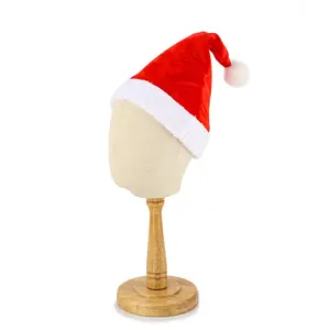 Wholesale Blank Custom Christmas Decorations Red Canary Plush Santa Caps High Quality Polyester Xmas Adult Hat