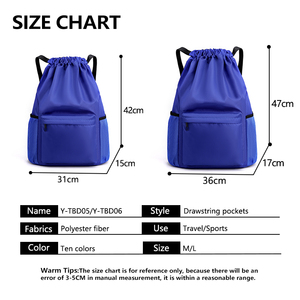 <span class=keywords><strong>Sac</strong></span> à cordon personnalisé en tissu Oxford unisexe avec poche zippée, sacs <span class=keywords><strong>de</strong></span> <span class=keywords><strong>sport</strong></span> colorés multifonctions à fermeture éclair - Product Image 5