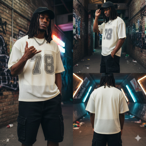 TKAN483 Custom Drop Shoulder Fashion Streetwear <b>Printing</b> Oversized <b>Mesh</b> Football T Shirt Summer Heavyweight T-Shirt for Men - Product Image 1