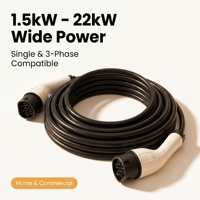 Câble de charge EV Type 2 3,5-22 kW, TPU VW-1, borne plaquée argent, IP65, résistance à la compression 2T, résistance à la chute 1 m, PC UL94V-0, CE/TUV