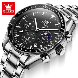 OLEVS-Montre chronographe à quartz pour homme, montre-bracelet en acier inoxydable étanche, calendrier, 3618 - Product Image 2