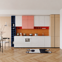 Meuble de cuisine mural modulaire en bois massif écologique moderne avec évier, crédence et finition laquée, taille et couleur personnalisables