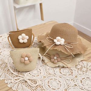 Children's <b>Hats</b> Summer Sun Straw <b>Hat</b> <b>Bag</b> Set Lovely Flowers Straw <b>Hat</b> and <b>Bag</b> Set for Kids - Product Image 6