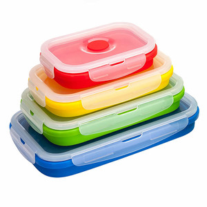 Silicone Food Storage Containers with Lids Collapsible <b>Meal</b> <b>Prep</b> Lunch Containers Bento Boxes - Product Image 3