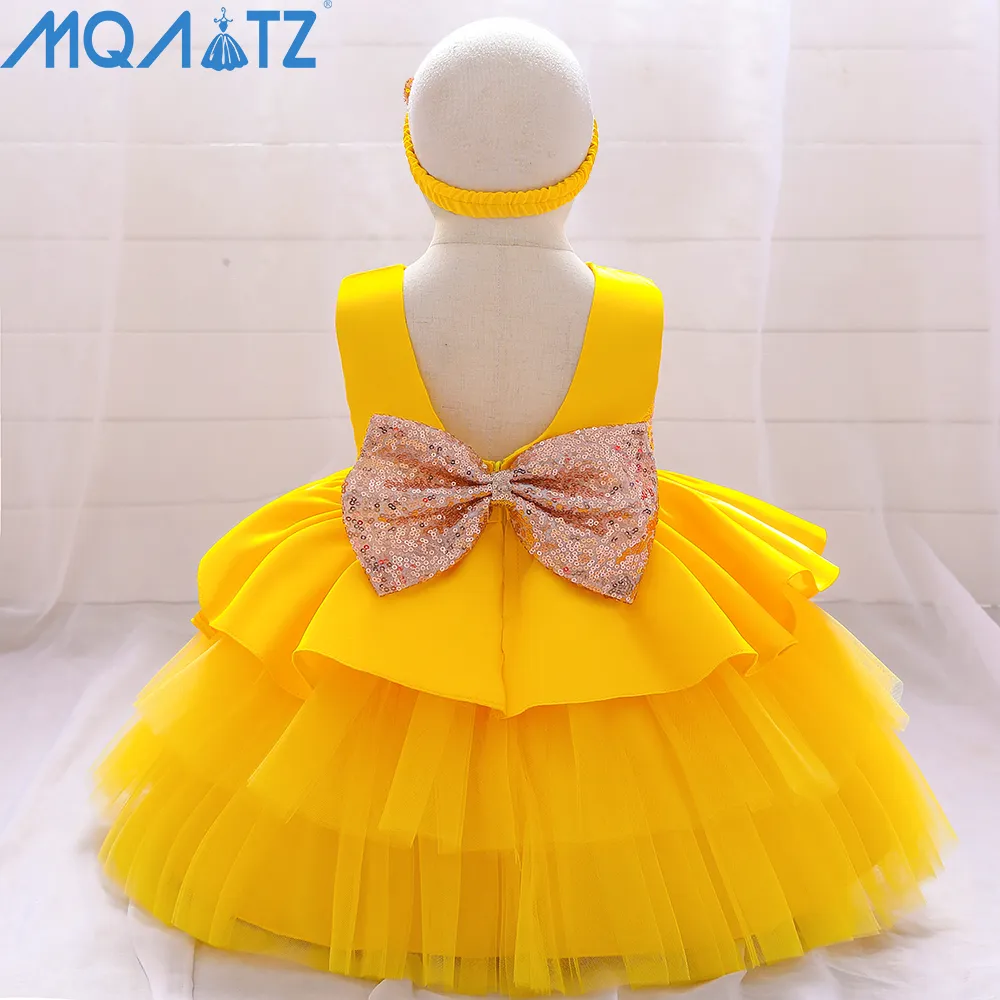 MQATZ Auf Lager Mädchen Boutique Kleidung Kinder Plissee Kuchen Stil Rüschen Abend Party Kleid