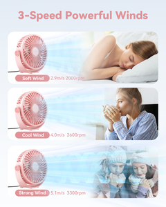 Quạt bàn USB nhỏ gọn Quạt làm mát Bàn máy tính để bàn luồng không khí mạnh 3 tốc độ với quạt bàn di động xoay 360 ° - Product Image 2