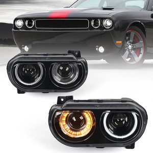 Rétrofit et mise à niveau des phares, ensemble de phares noirs pour <span class=keywords><strong>Dodge</strong></span> Challenger R/T SE SXT Plus XM25S6 09-14, meilleur phare - Product Image 1