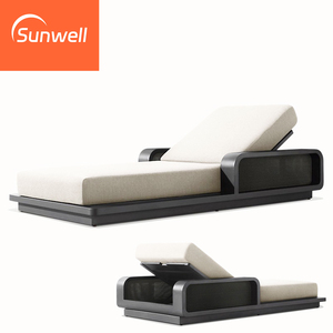 Chaise longue d'extérieur en aluminium au design moderne, résistante aux UV, avec coussins imperméables, pour la piscine et les loisirs en cour. - Product Image 2