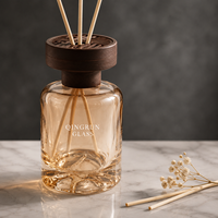 Diffuseur de parfum en verre décoratif Mountain Base 120 ml, grand format, réutilisable, emballage luxueux coloré avec couvercle en bois
