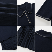 Nouvelle Robe Plissée Tricotée à Col Revers Style Coréen Simple et Féminin pour Femme, Collection Printemps-Été 2026, Coupe Cintrée à la Taille