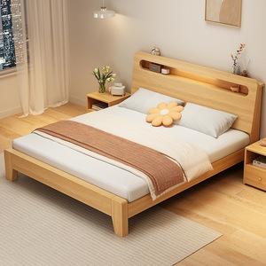 Base de Cama Doble Moderna y Minimalista de 1.5m, Cama Individual de 1.8m de Madera de Pino Sólida con Tapicería de Tela Suave para Uso Doméstico o de Alquiler YS-B-006 - Product Image 5