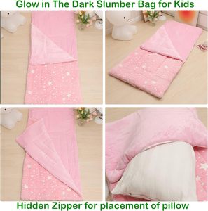 <span class=keywords><strong>Sac</strong></span> <span class=keywords><strong>de</strong></span> <span class=keywords><strong>couchage</strong></span> pour enfants en polyester phosphorescent style enveloppe pour filles et garçons - Écologique, résistant au froid, lavable en machine, pour tout-petits - Product Image 5