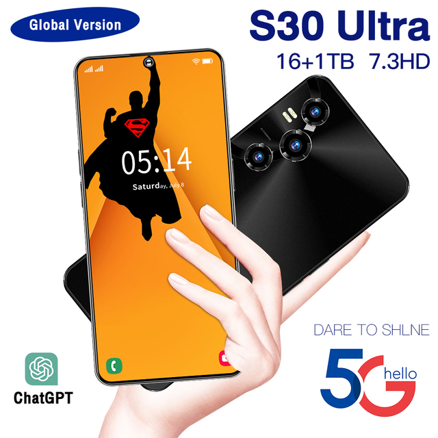 S30 Ultra Real 4G Android Smartphone 7.3" Screen 108MP Camera Global