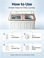 2026 Wholesale Cross-border Semi-automatic Electric Home Dual-tub Twin-cylinder Vintage Front-room Pulsator Washing