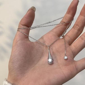 สร้อยคอเงินแท้ S925 สไตล์ฝรั่งเศสย้อนยุคสำหรับผู้หญิง รูปทรงหยดน้ำ ประดับด้วยเพทายสีฟ้าทะเล ดีไซน์หรูหราเบาๆ สไตล์หยดน้ำ - Product Image 5