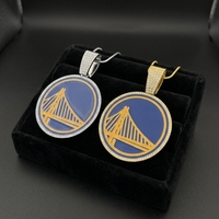 Pendentif emblème d'équipe bleue en alliage serti de diamants, style hip-hop, très vendu, avec chaîne longue de type cubain - Accessoire de haute qualité