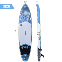 Planche à pagaie gonflable Stand Up Paddle 11'' en PVC, polyvalente pour lacs et rivières, avec garantie de 3 ans, OME Unisexe