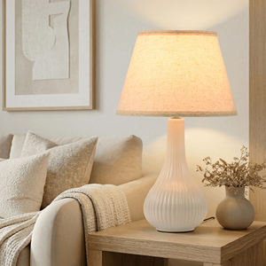 High on Demand <b>Base</b> <b>Table</b> <b>Lamp</b> Modern Fabric Shade <b>Lamp</b> for Home Decor Bedroom and Living Room Lighting Available For Sale - Product Image 5