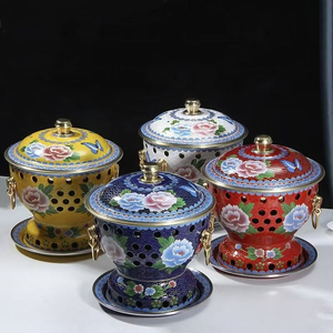 Scaldavivande singolo in rame puro cinese con smalto cloisonné per hot pot e picnic, all'ingrosso - Product Image 1