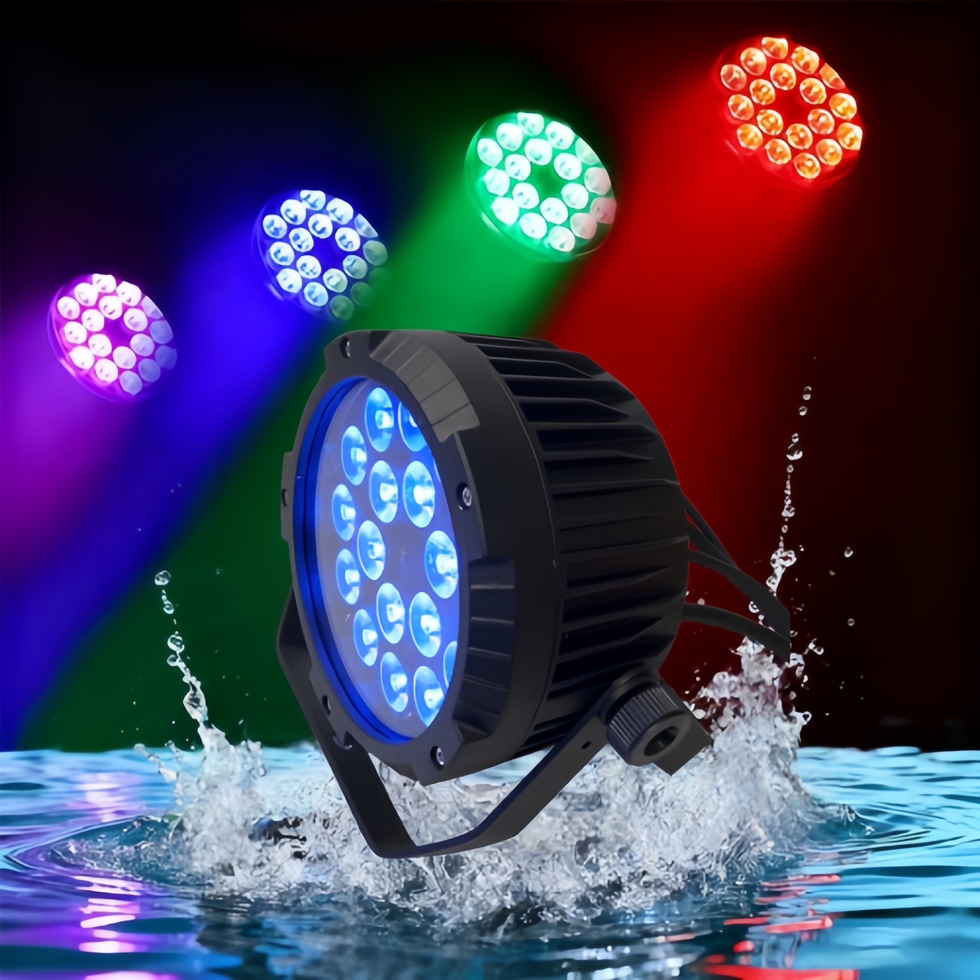 OutdoorDMX512 Stage DJ Lighting IP65 Led Uplights 18x18w RGBWUV 6 in 1 LED Waterproof Par Can Light for Music Wedding Party Park