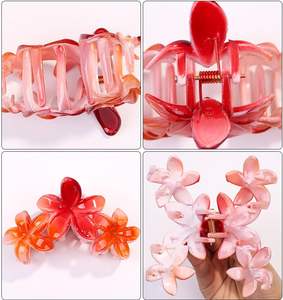 Pince à cheveux en acrylique de 10 cm avec fleur, style doux et tendance, accessoires floraux pour femmes, vente en gros, échantillon rapide - Product Image 3