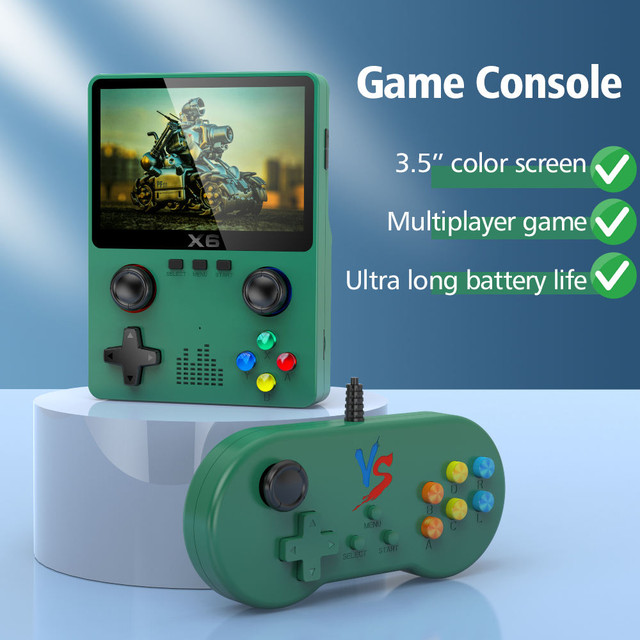 X6 Retro Portable Handheld Game Player 3.5\" Screen Video Gaming Console with 10000+ Classic Games Gift for Boys