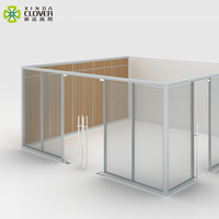 Soundproof Office Half Glass Wall Partition Cubicle with Wood and Glass
