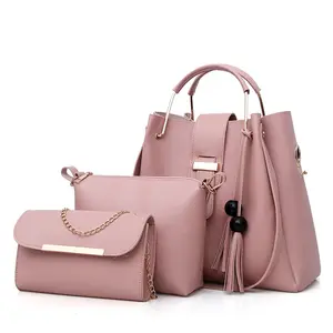 3 Pieces Luxury Purses Soft Leather Shopping Shoulder Slung Chain Multi-Piece Women Fashion Trends Pu Handbags Set For Ladies