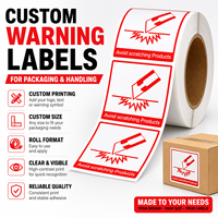 Étiquettes d'avertissement personnalisées pour emballage, rouleaux d'étiquettes blanches en BOPP autocollantes, autocollants de sécurité pour la manutention des boîtes, impression OEM