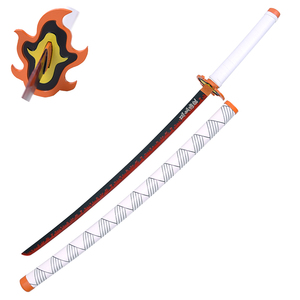 Style japonais <span class=keywords><strong>Katana</strong></span> épée démon tueur Rengoku Kyoujurou Anime personnage véritable bois samouraï jouet épée - Product Image 2